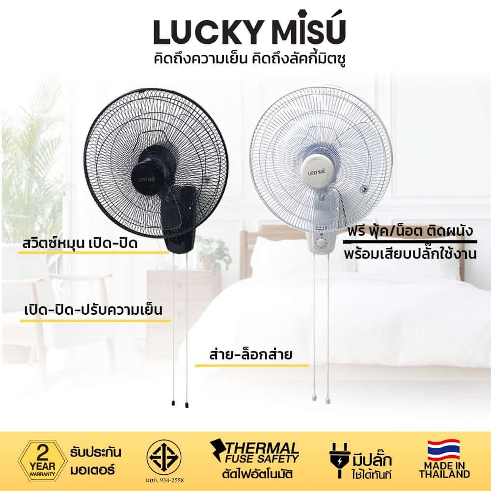พัดลมติดผนัง 16 นิ้ว LUCKY MISU LM789 สีขาว - เปิดใช้งานได้ 2 วิธี_2